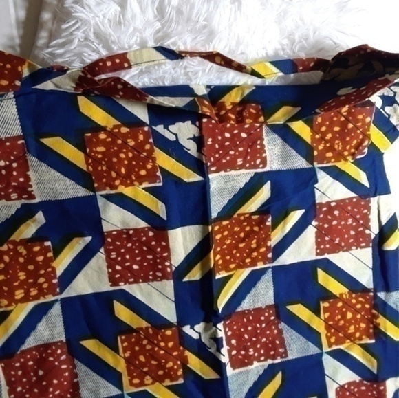 Hounds Tooth Block Print V-Neck Kente Dress - Picture 2 of 8